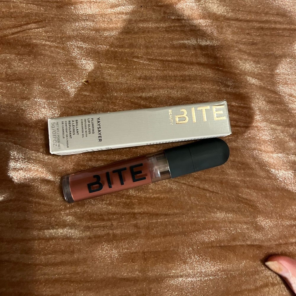 Bite beauty yaysayer plumping lip gloss in shade chai
